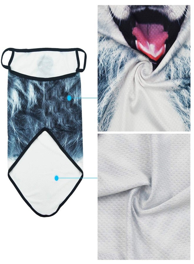 أوباكل قناع وجه أوباكل باندانا مع حلقات للأذن، قناع للرقبة، وشاح، غطاء للوجه للرجال والنساء (حيوان كلب هاسكي أبيض أسود) - Image 3