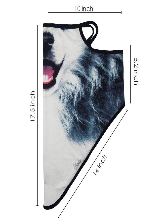 أوباكل قناع وجه أوباكل باندانا مع حلقات للأذن، قناع للرقبة، وشاح، غطاء للوجه للرجال والنساء (حيوان كلب هاسكي أبيض أسود) - Image 5
