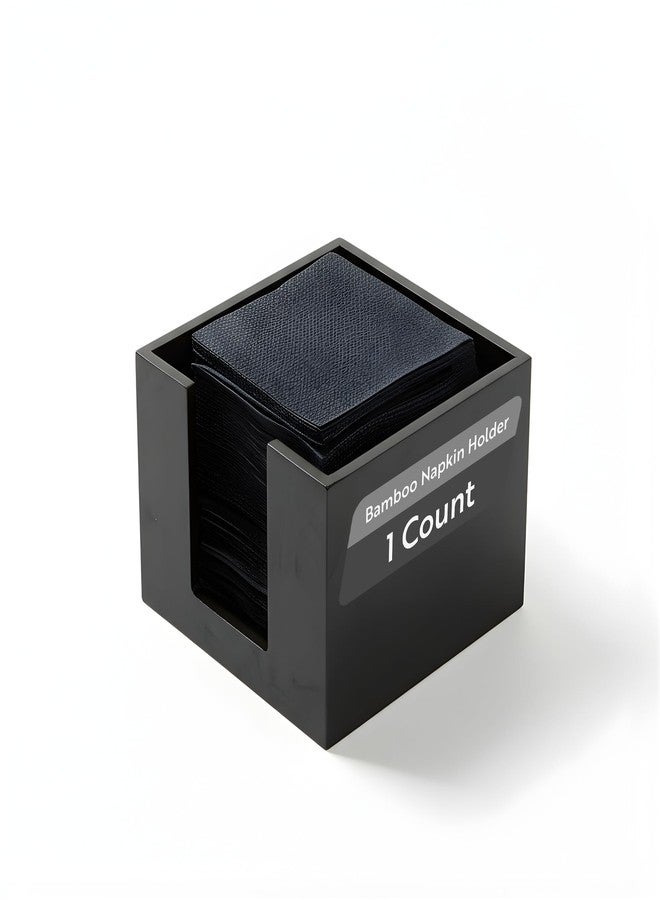 ريستورنت وير حامل مناديل كوكتيل مربع مسطح من خشب البامبو الأسود المتين، مقاس 5.5 × 4 بوصة، مناسب للمطاعم - مثالي للحانات، طاولات المطبخ، أو أسطح العمل. قطعة ديكور أنيقة لغرفة الطعام. - Image 1