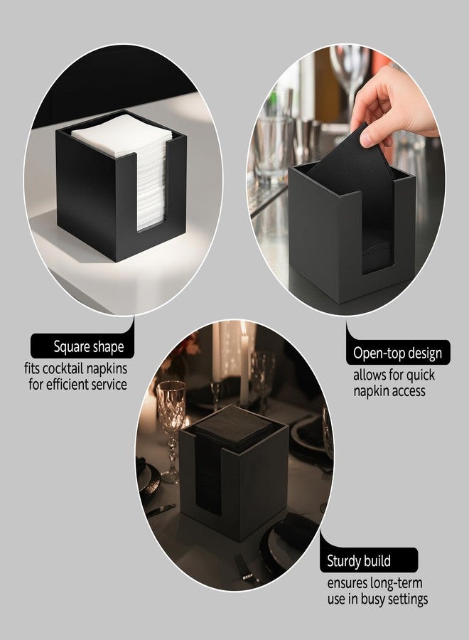 ريستورنت وير حامل مناديل كوكتيل مربع مسطح من خشب البامبو الأسود المتين، مقاس 5.5 × 4 بوصة، مناسب للمطاعم - مثالي للحانات، طاولات المطبخ، أو أسطح العمل. قطعة ديكور أنيقة لغرفة الطعام. - Image 3