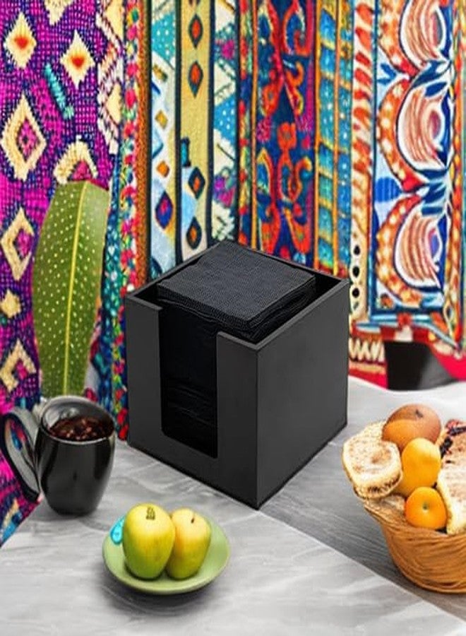 ريستورنت وير حامل مناديل كوكتيل مربع مسطح من خشب البامبو الأسود المتين، مقاس 5.5 × 4 بوصة، مناسب للمطاعم - مثالي للحانات، طاولات المطبخ، أو أسطح العمل. قطعة ديكور أنيقة لغرفة الطعام. - Image 5