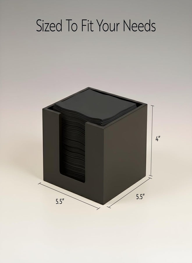 ريستورنت وير حامل مناديل كوكتيل مربع مسطح من خشب البامبو الأسود المتين، مقاس 5.5 × 4 بوصة، مناسب للمطاعم - مثالي للحانات، طاولات المطبخ، أو أسطح العمل. قطعة ديكور أنيقة لغرفة الطعام. - Image 2