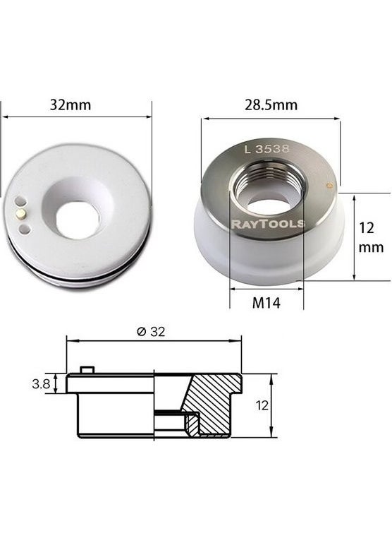TABa Laser Ceramic D32 mm Compatible For Tabas Startnow Raytools Laser Head Nozzle Holder D32 mm M14 For Empower Fiber Cutting Machine 120274100B  - Image 1