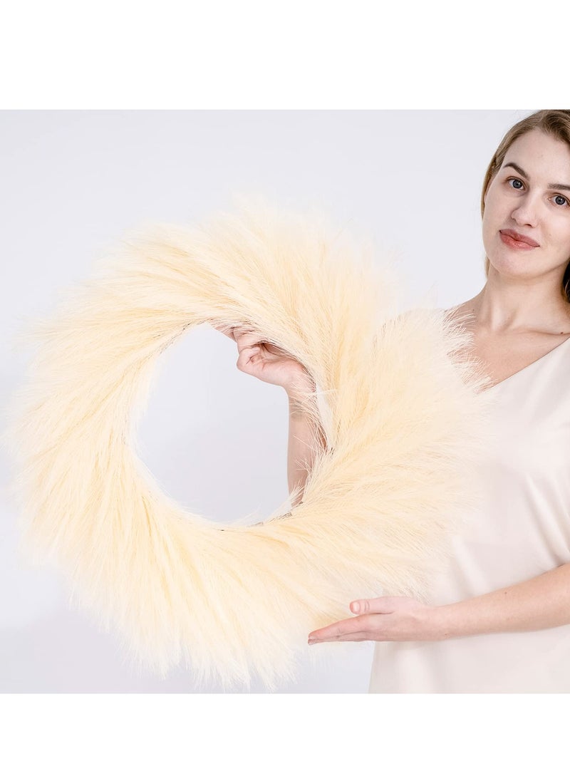 SYOSI Pampas Grass Wreath, 24" Faux Handwork Pampas Grass Decor, Artificial Pampas Grass Wreath for All Seasons, Boho Wall Decor for Front Door Window Home Decoration  - Image 5