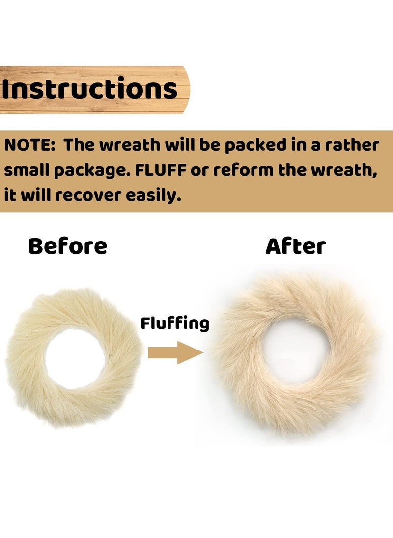 SYOSI Pampas Grass Wreath, 24" Faux Handwork Pampas Grass Decor, Artificial Pampas Grass Wreath for All Seasons, Boho Wall Decor for Front Door Window Home Decoration  - Image 4