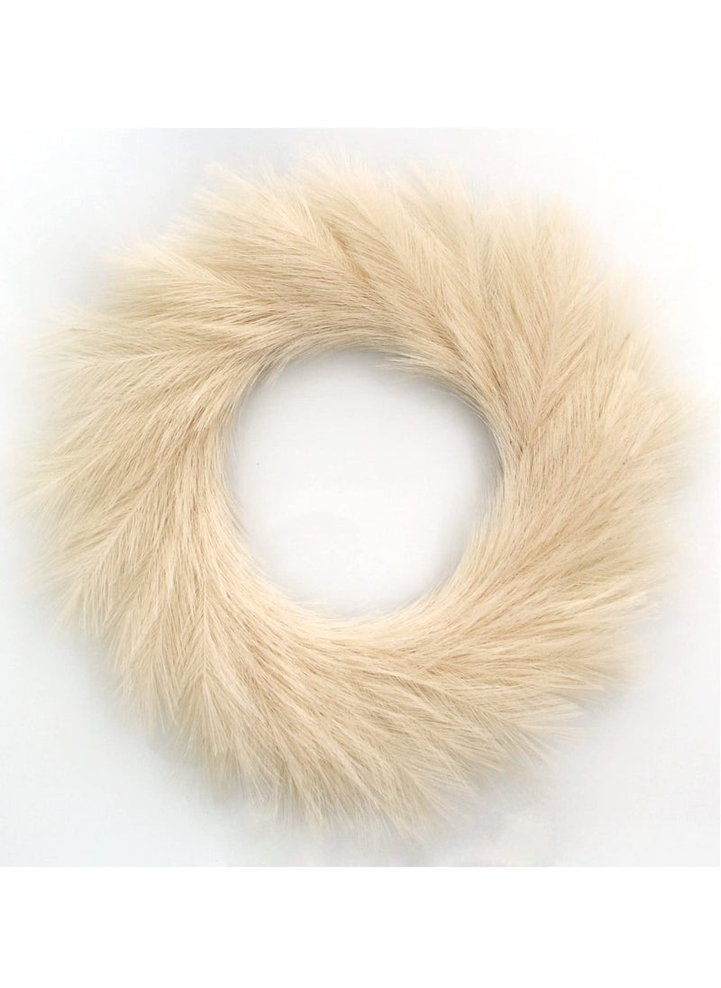 SYOSI Pampas Grass Wreath, 24" Faux Handwork Pampas Grass Decor, Artificial Pampas Grass Wreath for All Seasons, Boho Wall Decor for Front Door Window Home Decoration  - Image 1
