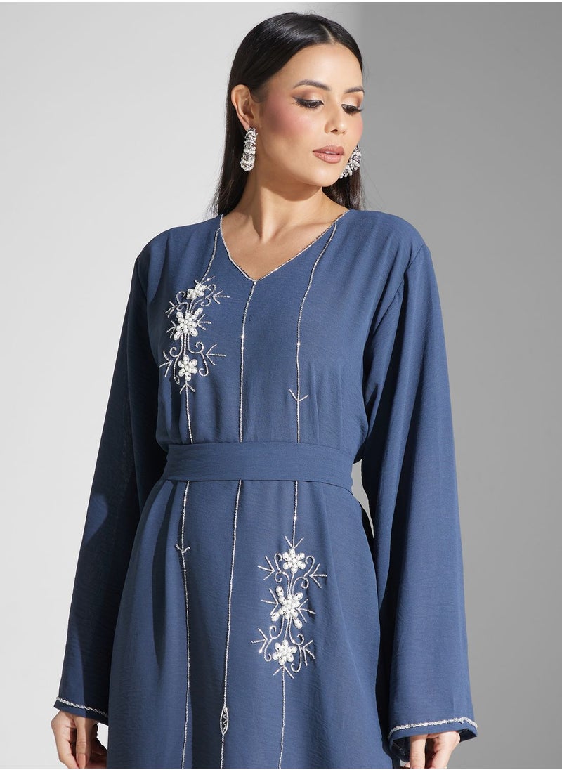 hayas closet - Embellished Belted Jalabiya - Image 1