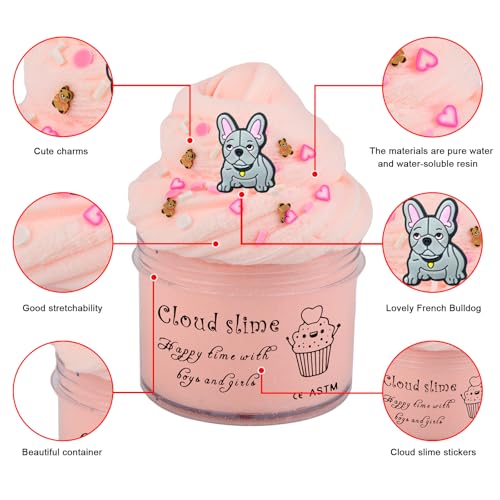 Niuruilsi French Bulldog Scented Cloud Slime Premium DIY Scented Peach Slime for Boys Girls Ages 412 Party Favors Christmas Stocking Fillers - Image 5