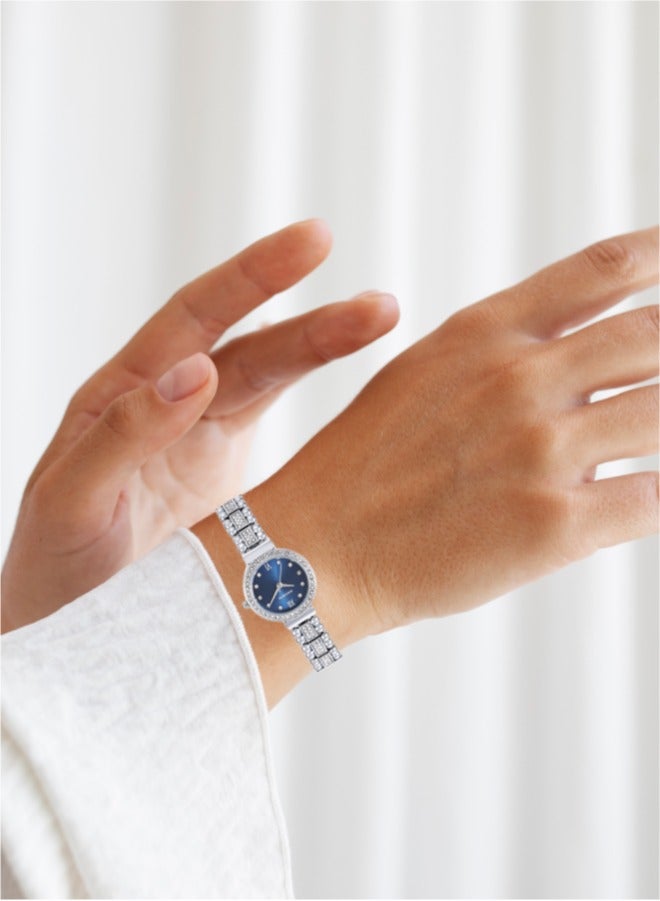 Black Moon Elegant Blackmoon Women's Watch Stylish Blue Dial Stainless Steel Band Water Resistant Perfect for Casual and Formal Wear - Image 2