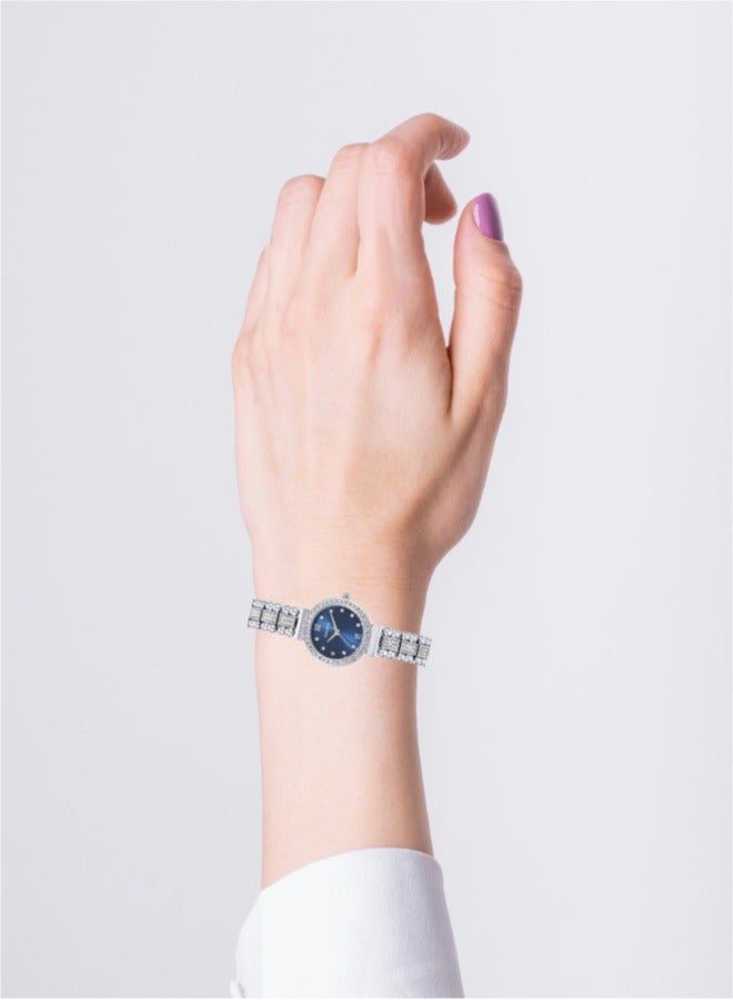 Black Moon Elegant Blackmoon Women's Watch Stylish Blue Dial Stainless Steel Band Water Resistant Perfect for Casual and Formal Wear - Image 3