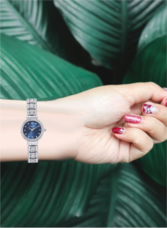 Black Moon Elegant Blackmoon Women's Watch Stylish Blue Dial Stainless Steel Band Water Resistant Perfect for Casual and Formal Wear - Image 4