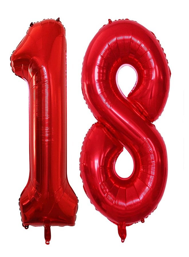 GOER Number 18 Balloons for 18th Birthday Sweet 18 Party Decorations,42 Inch Jumbo Foil Helium 81 Balloons for 81st Birthday Party Decoration (Red) - Image 1