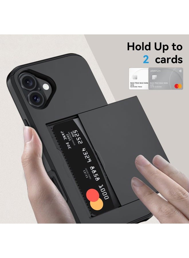Qinmay Compatible with iPhone 17 Case Wallet,Built-in Card Holder, Heavy Duty Protective Dual Layer Shockproof Hidden Card Slot Slim Wallet Phone Cover for iPhone 17 ，Black - Image 3