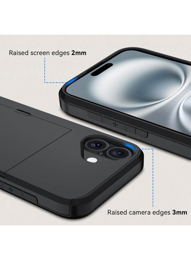 Qinmay Compatible with iPhone 17 Case Wallet,Built-in Card Holder, Heavy Duty Protective Dual Layer Shockproof Hidden Card Slot Slim Wallet Phone Cover for iPhone 17 ，Black - Image 4
