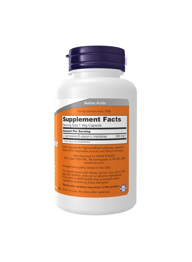now Supplements, L-Carnosine (Beta-Alanyl-L-Histidine) 500 mg, Healthy Aging, 100 Veg Capsules - Image 2