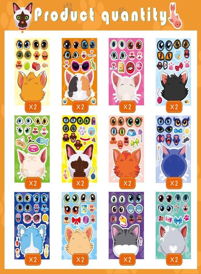 DUJAA 24 Sheets Cats Stickers for Kids, Make a Cat Face Stickers, Make You Own Cats Stickers Animal Stickers for Kids, Birthday Gift Party Favors Supplies Teacher Art Craft, Games School Activity Reward - Image 3