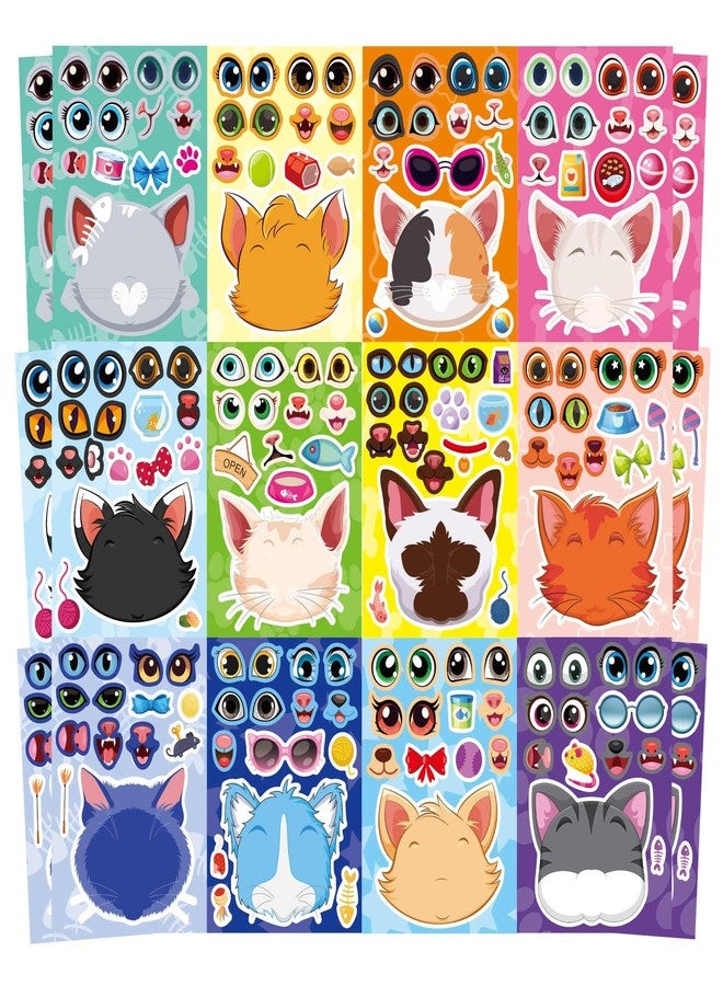 DUJAA 24 Sheets Cats Stickers for Kids, Make a Cat Face Stickers, Make You Own Cats Stickers Animal Stickers for Kids, Birthday Gift Party Favors Supplies Teacher Art Craft, Games School Activity Reward - Image 1