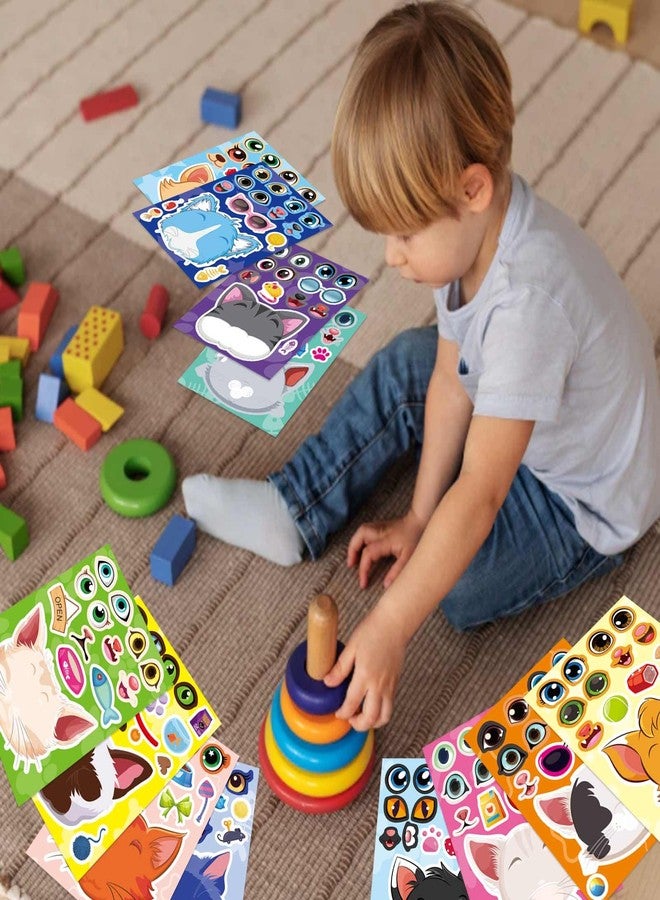 DUJAA 24 Sheets Cats Stickers for Kids, Make a Cat Face Stickers, Make You Own Cats Stickers Animal Stickers for Kids, Birthday Gift Party Favors Supplies Teacher Art Craft, Games School Activity Reward - Image 5