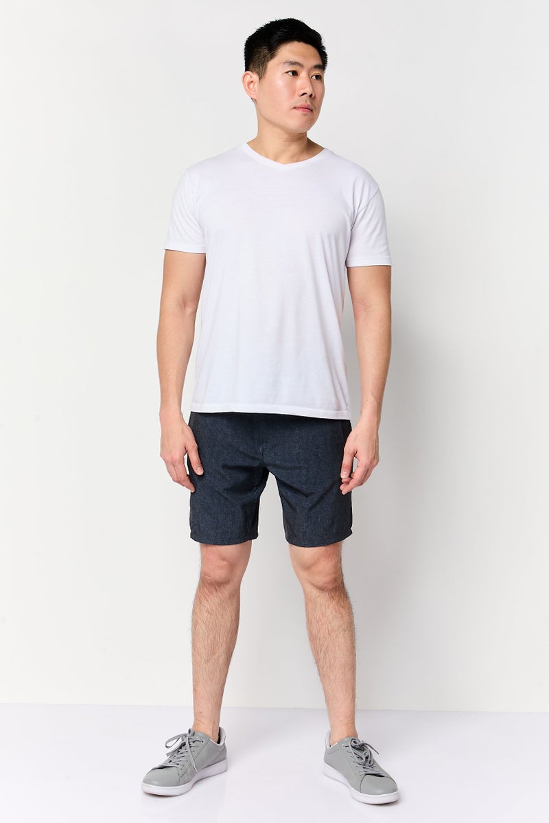 Kenneth Cole Men Textured Pull On Basic Shorts, Navy Blue - Image 2