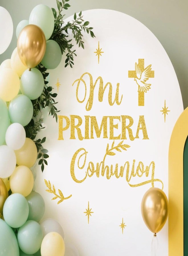kokolap Mi Primera Communion Decals Baptism First Communion Party Decorations God Bless Sign Decal for Balloon Arch Christening Religious Baptism Party Backdrop Signs Christian Baby Gender Reveal Party Supply - Image 2