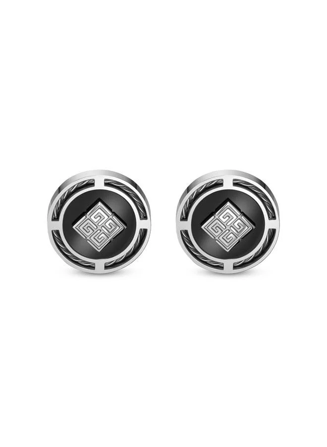 غاي لاروش George Stainless Steel Round Cufflinks for Men