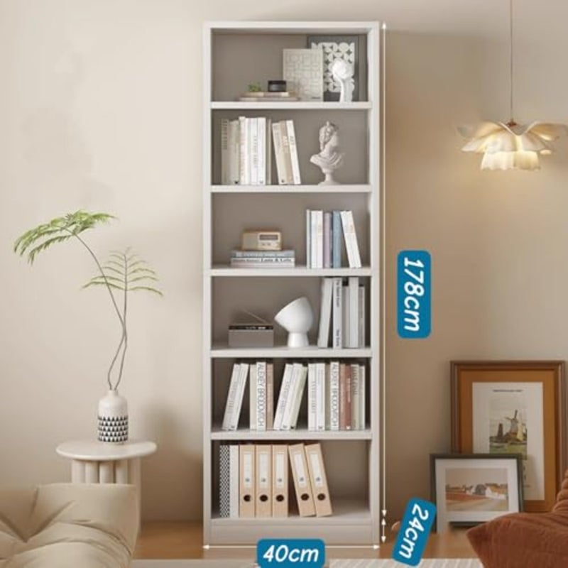 6 Tier Bookshelf, 70" Tall Bookcase, Freestanding Wooden Book Shelf, Open Shelf Storage Cabinet, Modern Bookcase for Living Room, Bedroom, Home Office - Image 2