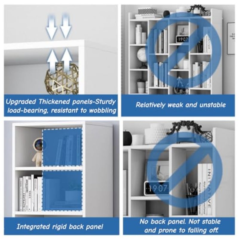 6 Tier Bookshelf, 70" Tall Bookcase, Freestanding Wooden Book Shelf, Open Shelf Storage Cabinet, Modern Bookcase for Living Room, Bedroom, Home Office - Image 4