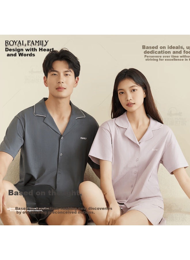 Royal Family Xiahu Shijia Sweat-wicking Cooling Ultra-soft Lightweight Breathable Couple Short Sleeve Pajama Set - Image 1