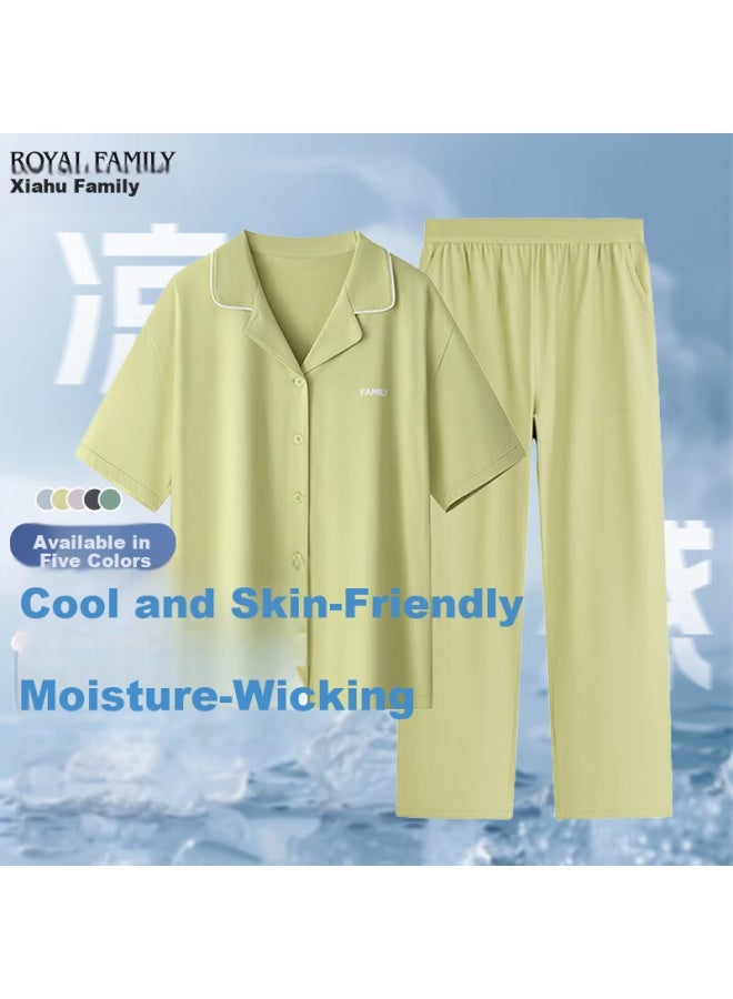 Royal Family Xiahu Shijia Sweat-wicking Cooling Ultra-soft Lightweight Breathable Couple Short Sleeve Pajama Set - Image 3