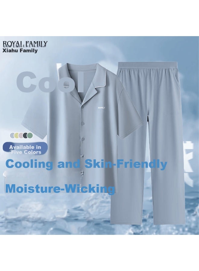 Royal Family Xiahu Shijia Sweat-wicking Cooling Ultra-soft Lightweight Breathable Couple Short Sleeve Pajama Set - Image 4