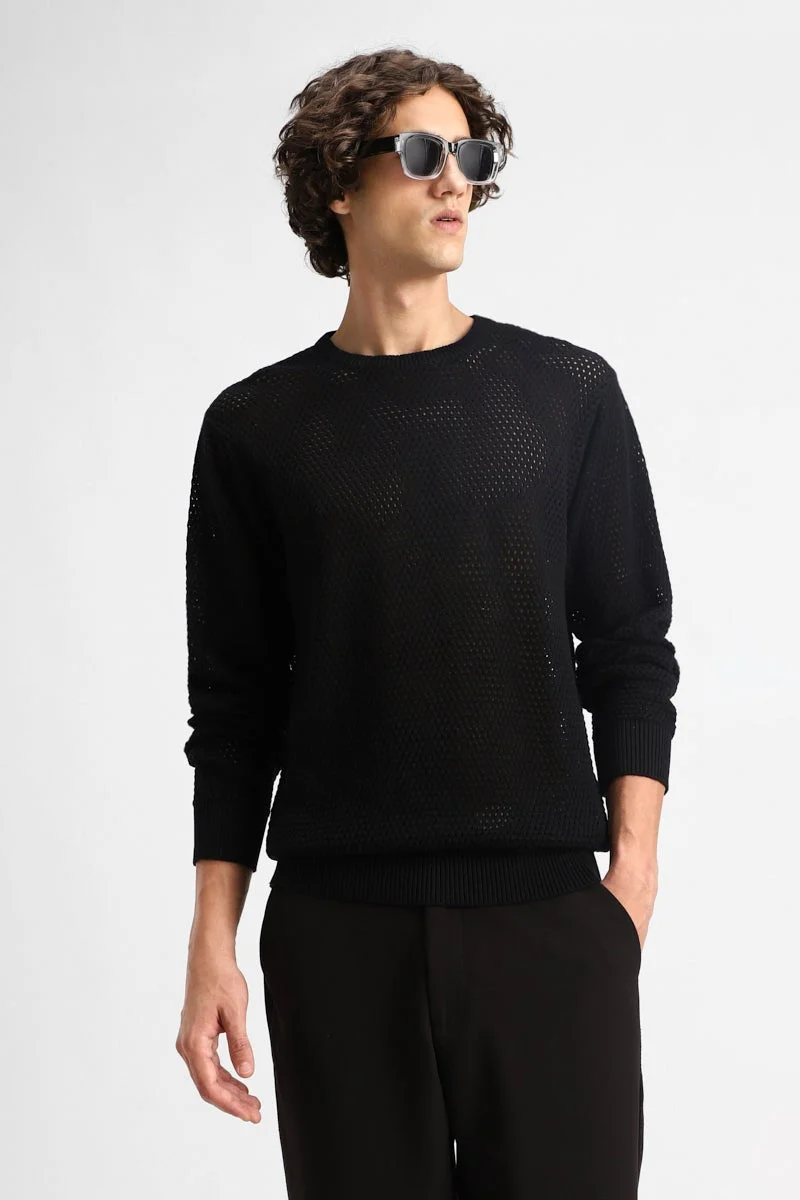 سنيتش كنزة محبوكة بنقوش مفتوحة