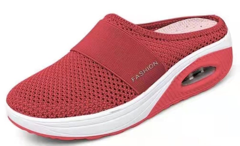 Plus Size Heel-Less Pedal Women'S Lazy Thick-Soled Air Cushion Hollow Mesh Breathable Baotou Half Drag Women - Image 1