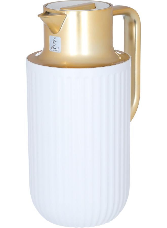Everest Laura Plastic Thermos 1.6 Liters Gold White Handle - Image 2