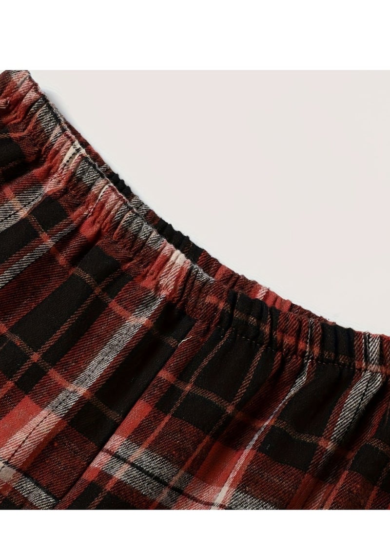 Generic Large Men's Long Sleeved Checkered Pajamas Set  - Image 2