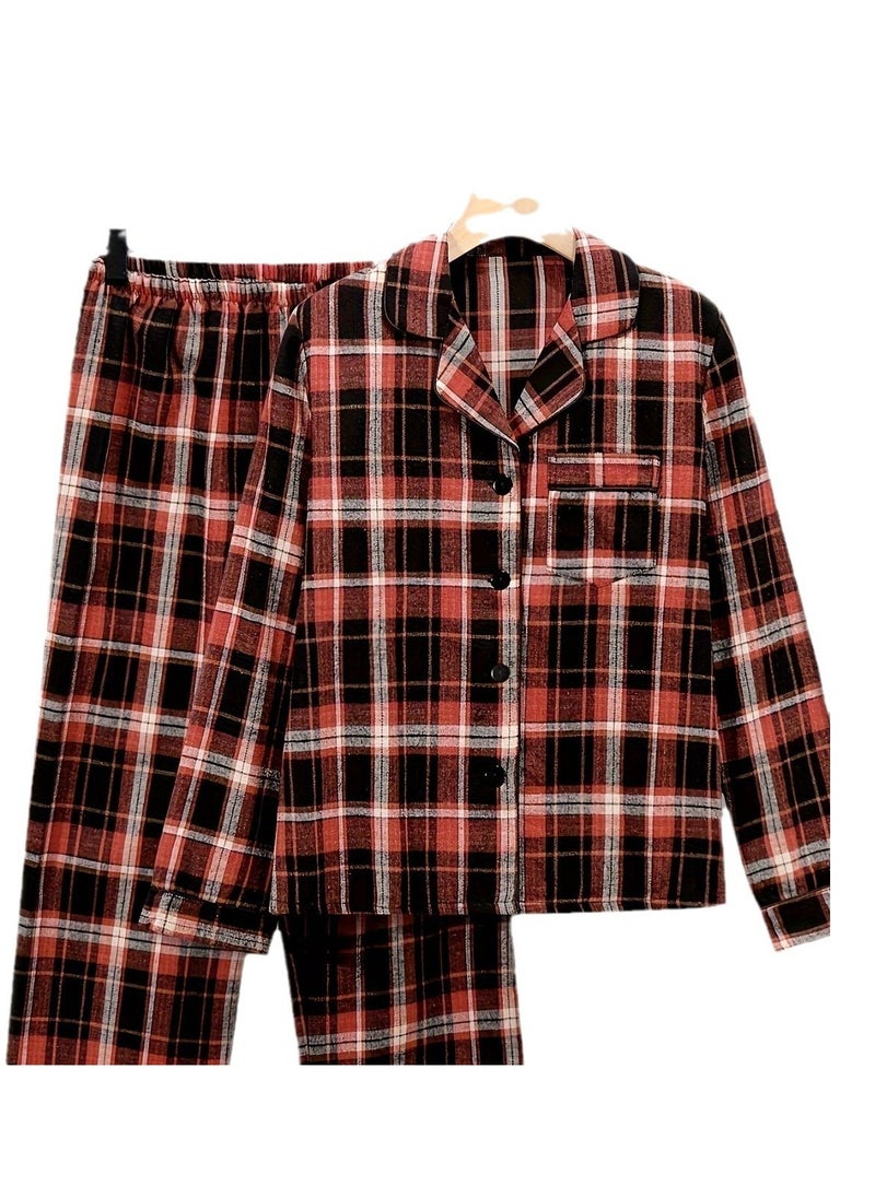 Generic Large Men's Long Sleeved Checkered Pajamas Set  - Image 4