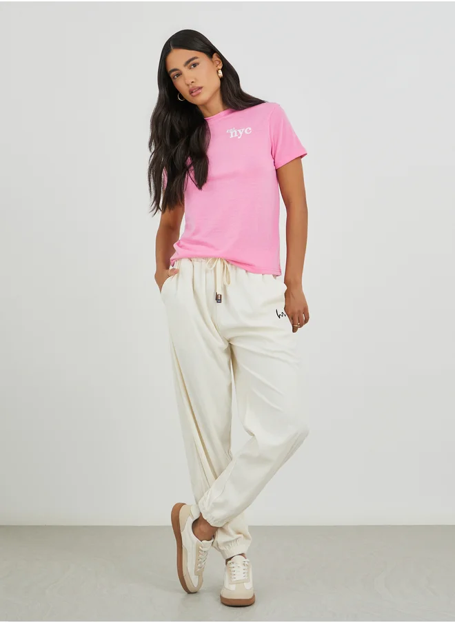 Styli Styli Slogan Print Round Neck T-Shirt