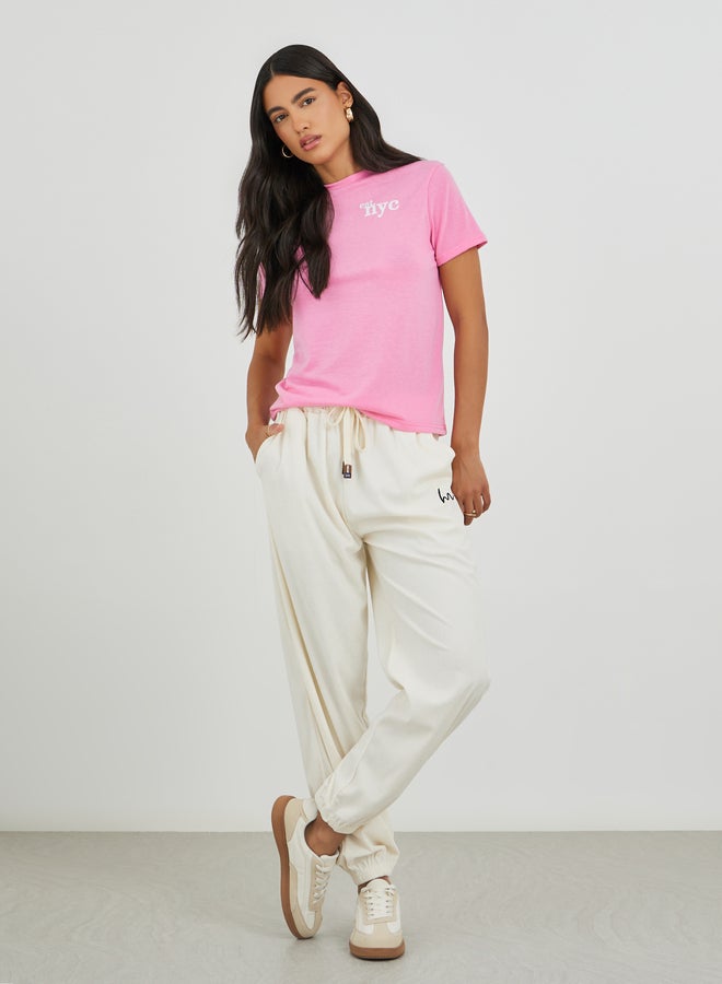 Styli Slogan Print Round Neck T-Shirt - Image 2