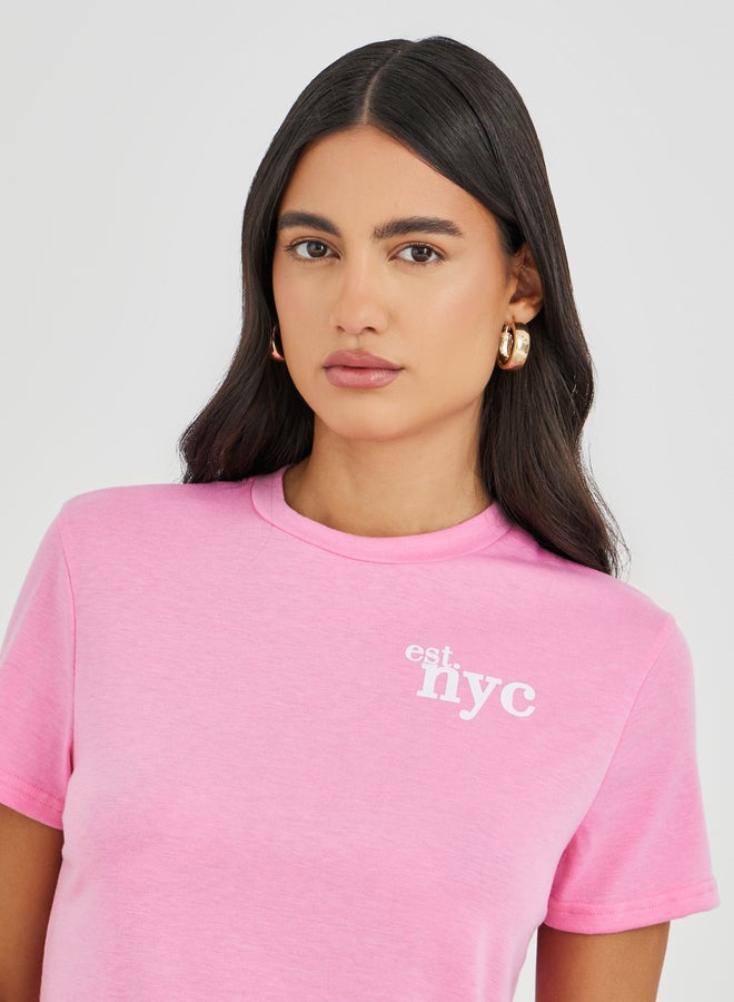 Styli Slogan Print Round Neck T-Shirt - Image 3