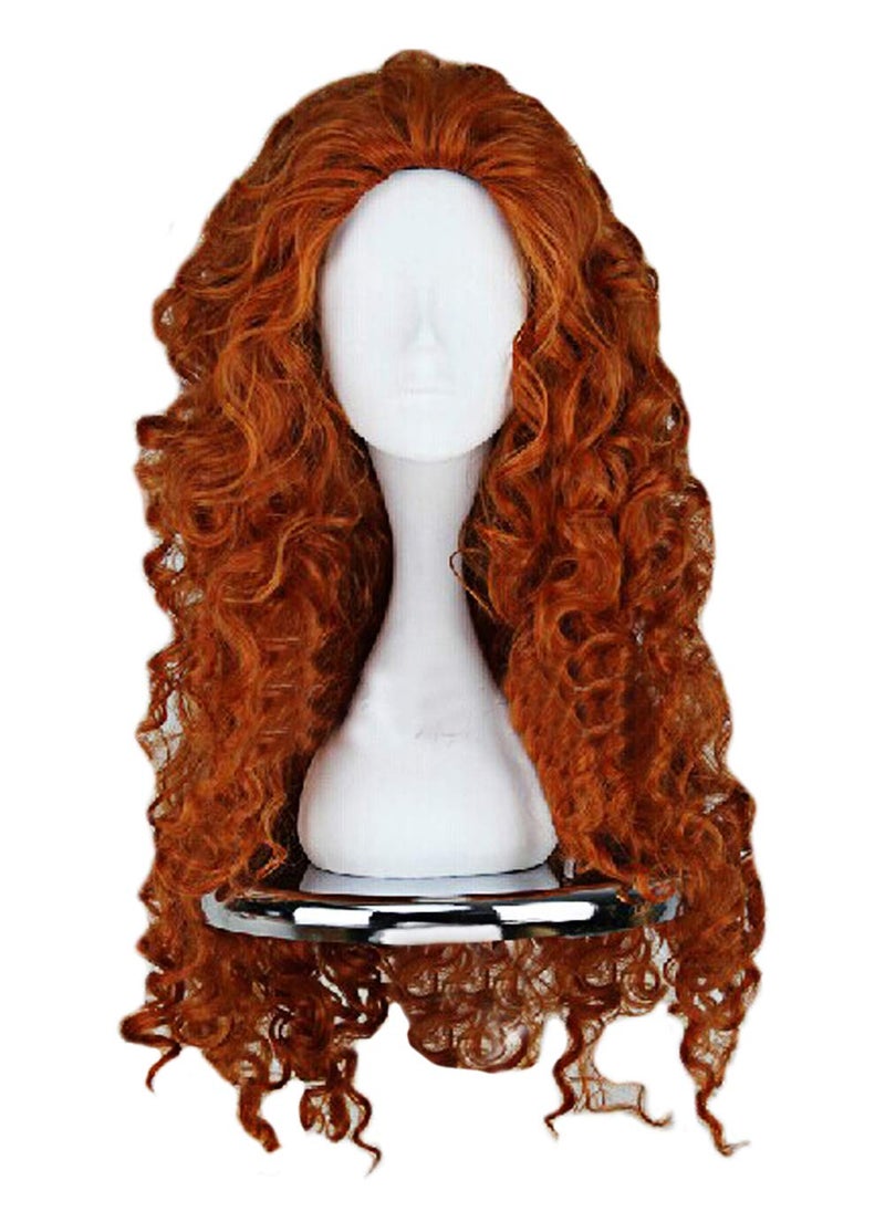 Angelaicos - Angelaicos Women's Fluffy Wavy Party Halloween Costume Merida Wig Long Brown - Image 1