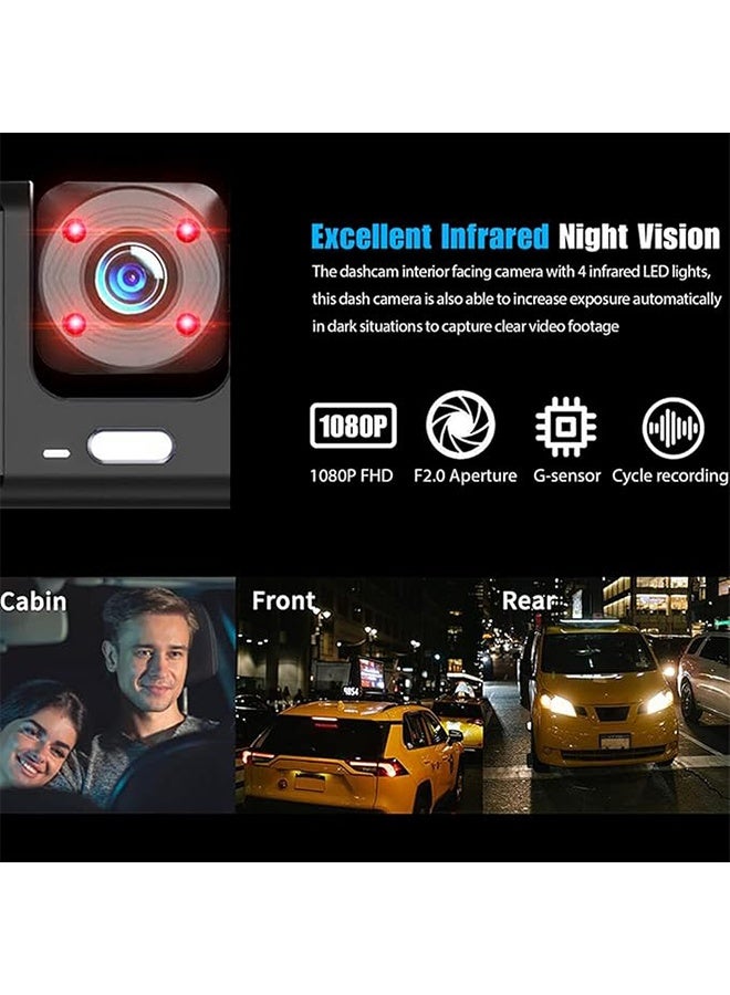 HAVEN HD 1080P Dash Cam 3 Channel Dash Cam Front Rear and Interior Dash Cam Car Camera Night Vision Dash Cam for Cars with 32GB Memory Card - Image 4