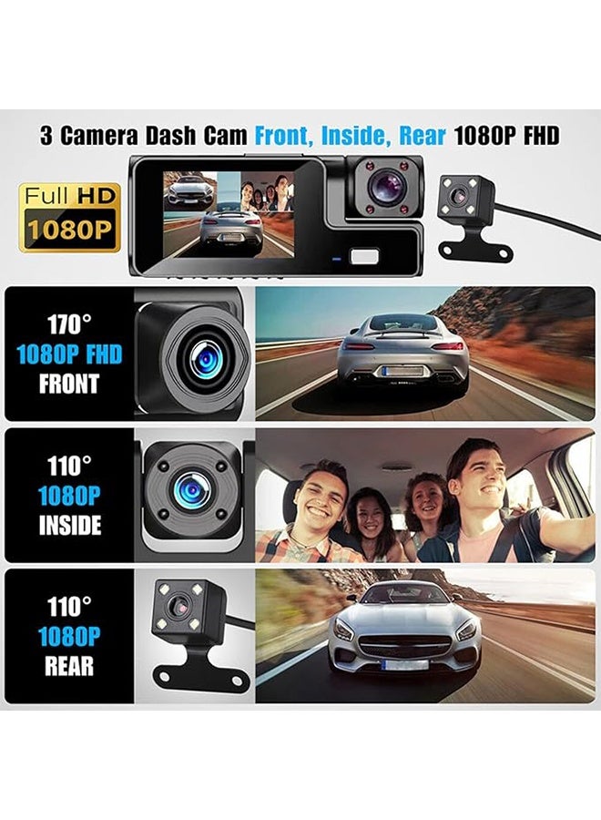 HAVEN HD 1080P Dash Cam 3 Channel Dash Cam Front Rear and Interior Dash Cam Car Camera Night Vision Dash Cam for Cars with 32GB Memory Card - Image 3