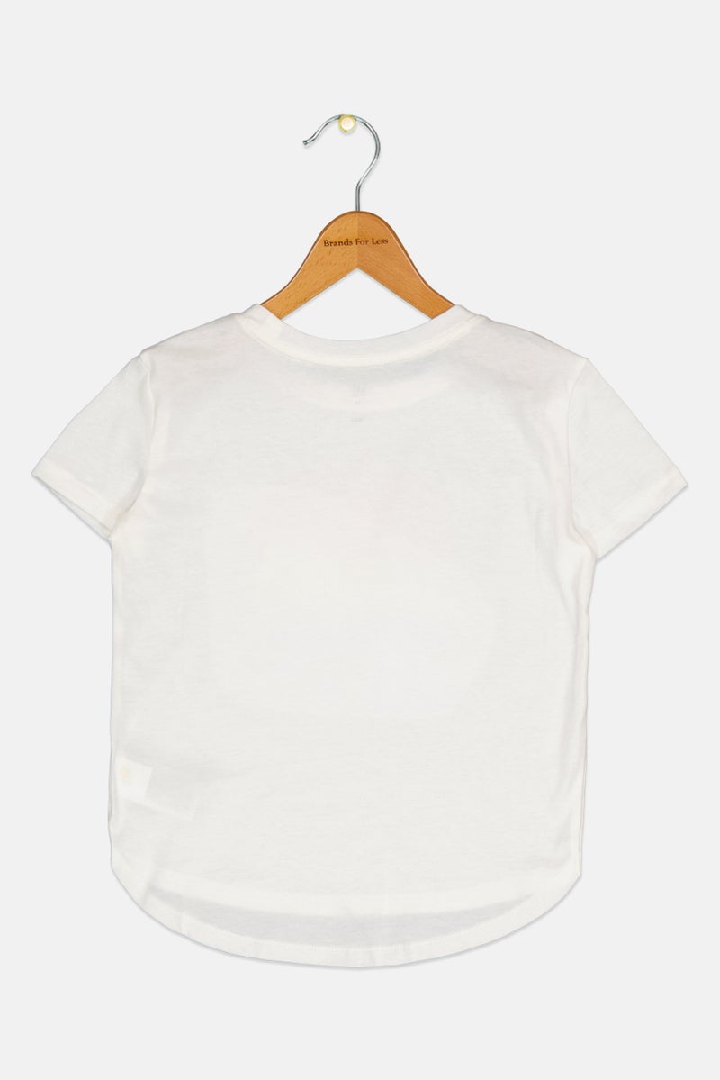 GAP Kids Girl Round Neck Short Sleeves Printed Top, Off White - Image 2