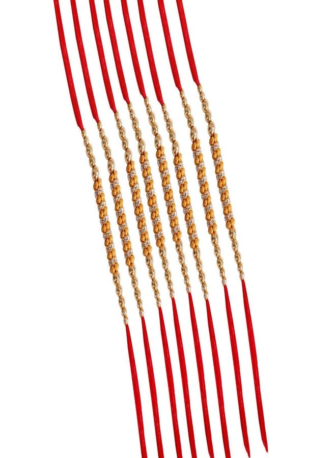 Suninow Designer Stone Studded Thread Rakhi (Pack of 8)