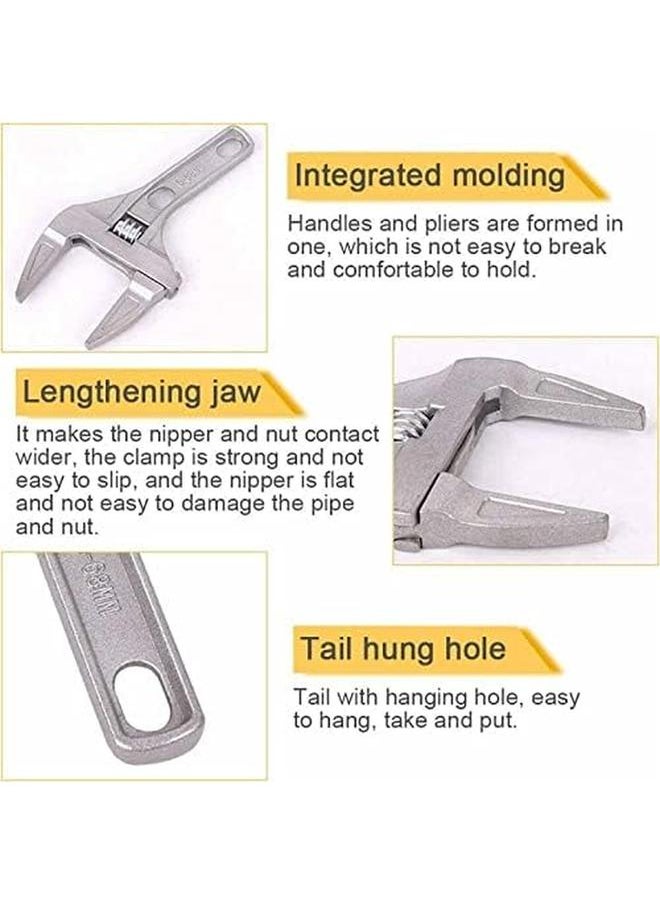 Excefore - Adjustable Wrench – 6 To 68Mm Wide Opening Jaws Adjustable Spanner With Short Handle – Aluminum Alloy Light Weight Plumbers Spanner Nut Key Hand Tool For Bathroom Washbasin Etc - Image 1