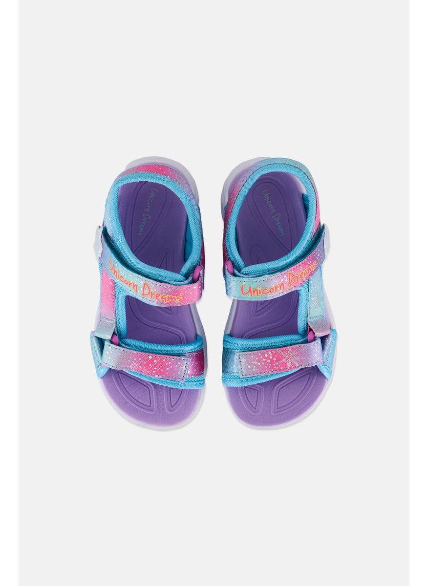 SKECHERS Kids Girl Majestic Bliss Velcro Closure Sandals, Turquoise  - Image 3