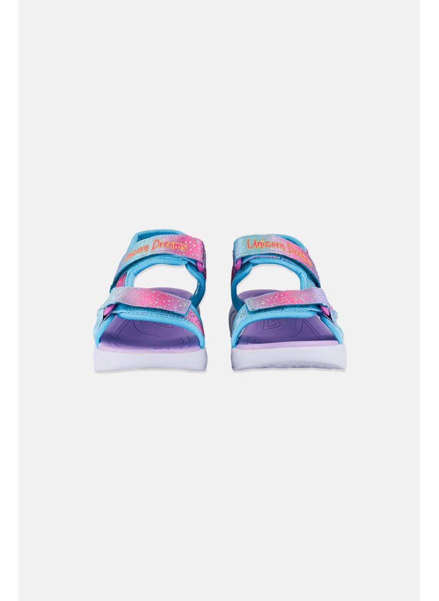 SKECHERS Kids Girl Majestic Bliss Velcro Closure Sandals, Turquoise  - Image 2