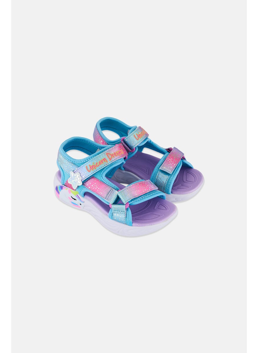 SKECHERS Kids Girl Majestic Bliss Velcro Closure Sandals, Turquoise  - Image 1
