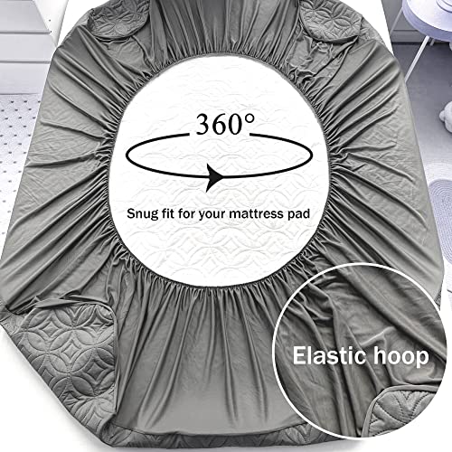 FELTYBED Twin Size 39"x75" Waterproof Mattress Protector, Soft Bed Grey Mattress Cover Twin, Breathable Mattress Pad Cover with Deep Pocket 6"- 15", Noiseless Washable - Image 5
