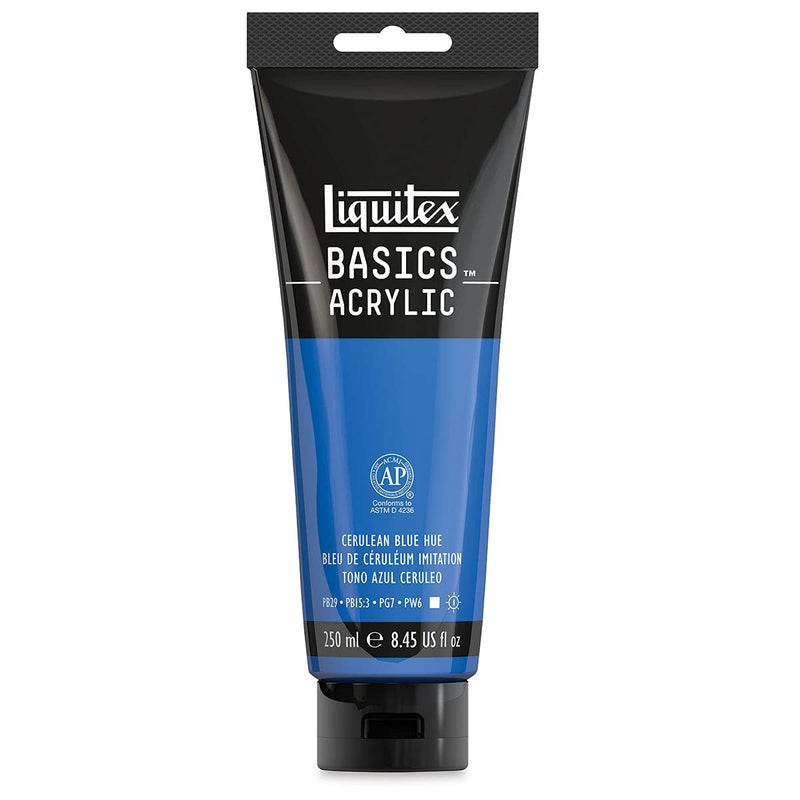 Liquitex BASICS Acrylic Paint, 250ml (8.5-oz) Tube, Cerulean Blue Hue