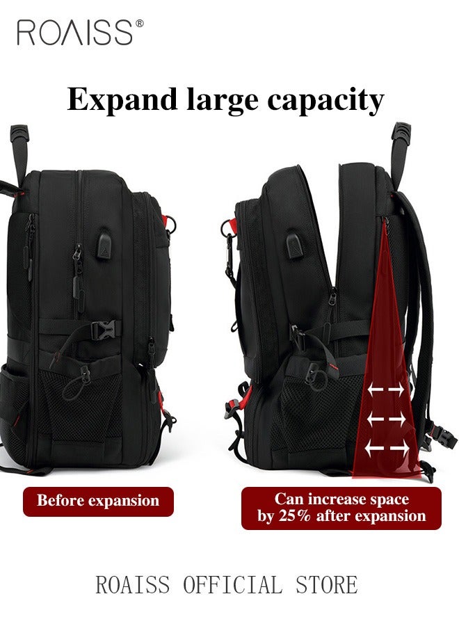 roaiss Men's Outdoor Sports Mountaineering Bag, External Charging Port, Independent Shoe Compartment, Large Capacity Scientific Compartmentalized Backpack, Short Distance Luggage Bag  - Image 4